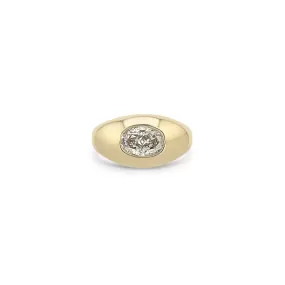 1.21 ctw Champagne Oval Diamond Signet Ring