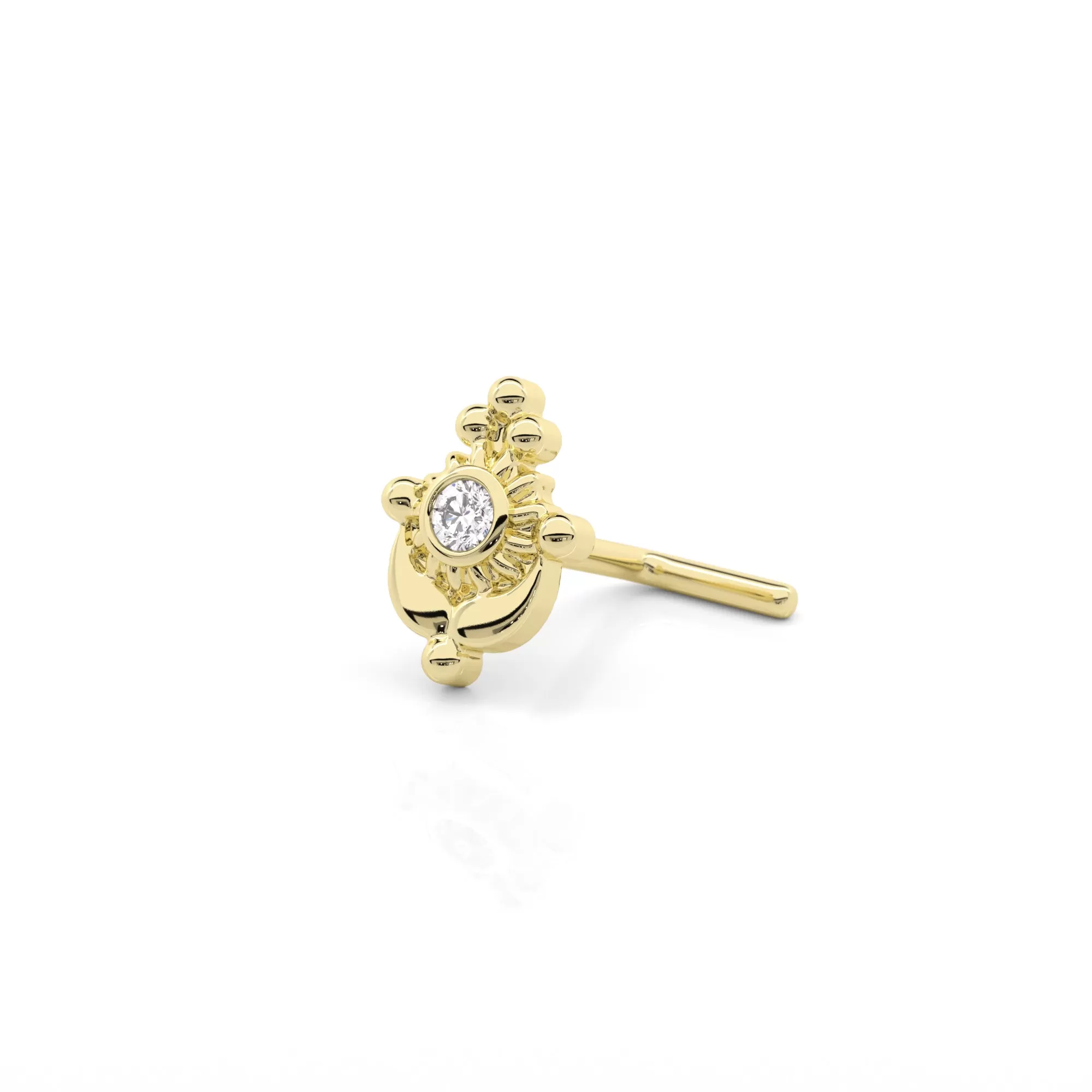 14K Gold Diamond Indian Nose Stud