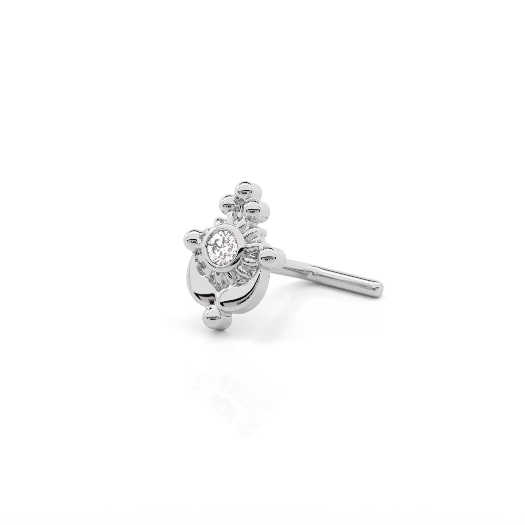 14K Gold Diamond Indian Nose Stud