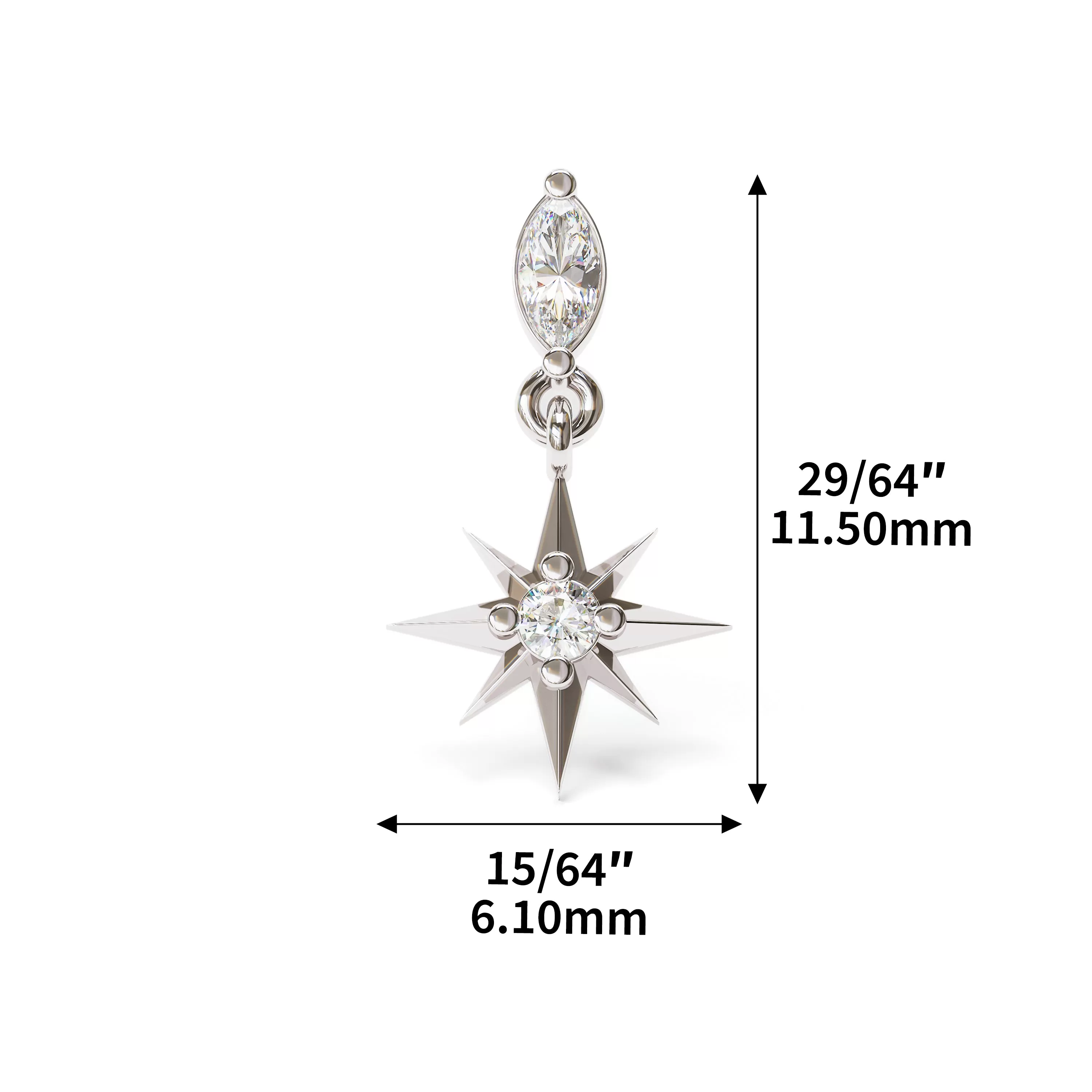 14K Gold Diamond Starburst Dangle Stud