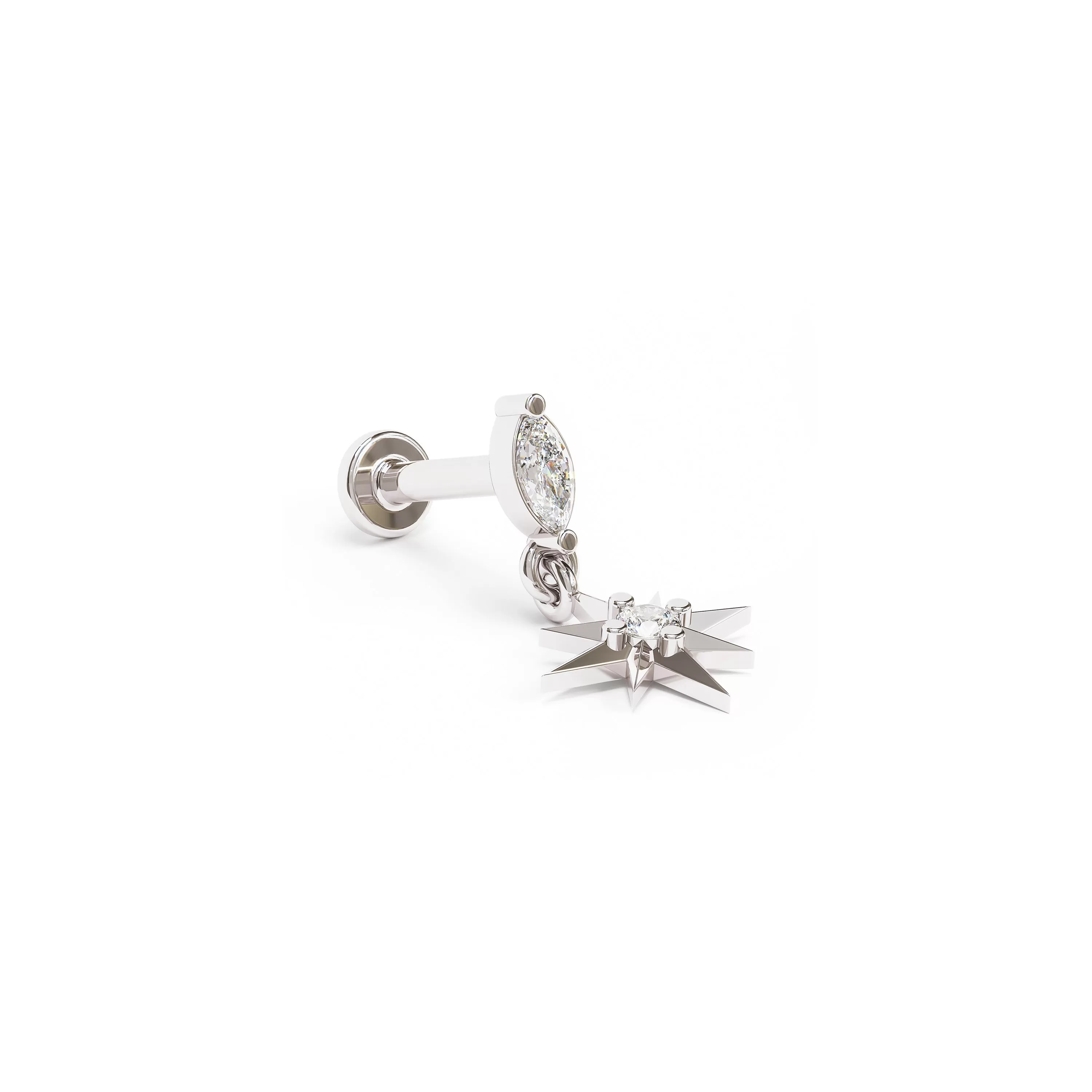 14K Gold Diamond Starburst Dangle Stud