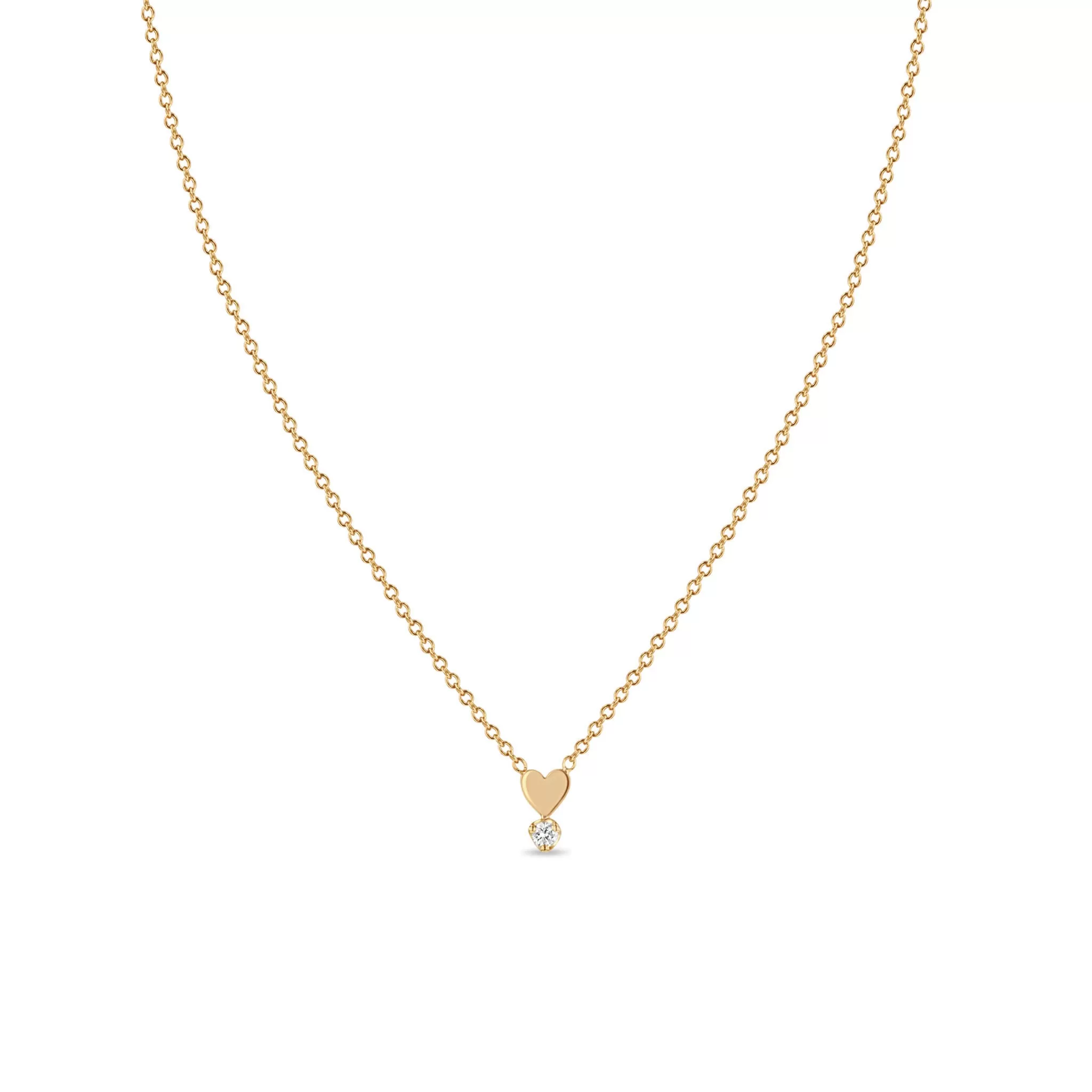 14k Itty Bitty Heart & Prong Diamond Necklace