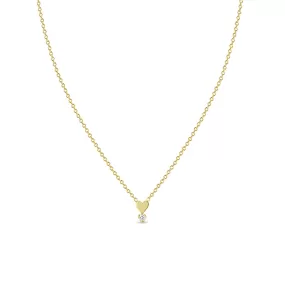 14k Itty Bitty Heart & Prong Diamond Necklace