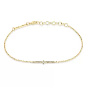 14k Princess Diamond & Diamond Bar Bracelet