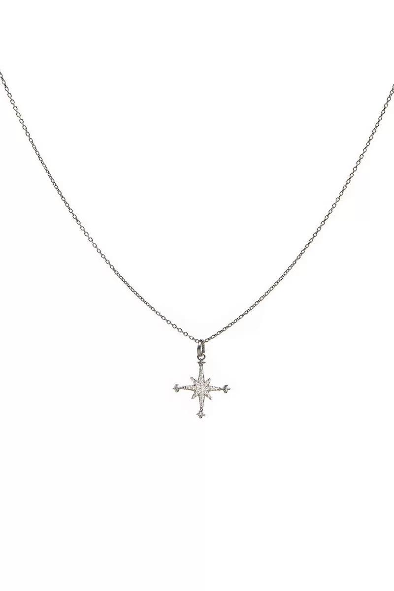 14kt White Gold Mini Diamond Stella Star Necklace