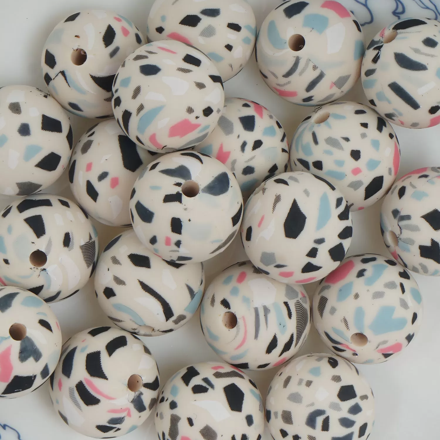 15mm Round Silicone Beads Silicone Colorful/Christmas/Leopard/Skull Pattern Beads 10pcs 103852