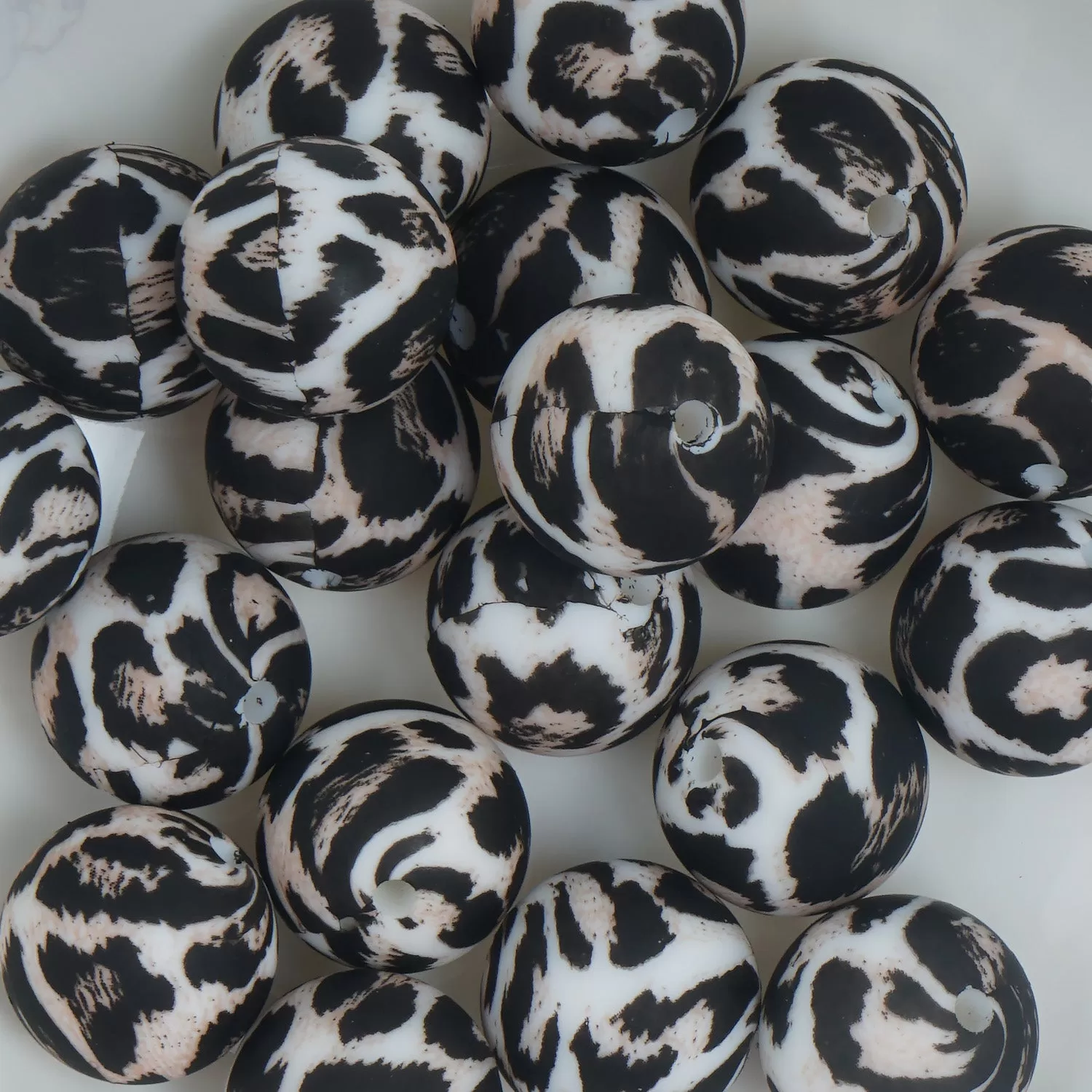 15mm Round Silicone Beads Silicone Colorful/Christmas/Leopard/Skull Pattern Beads 10pcs 103852