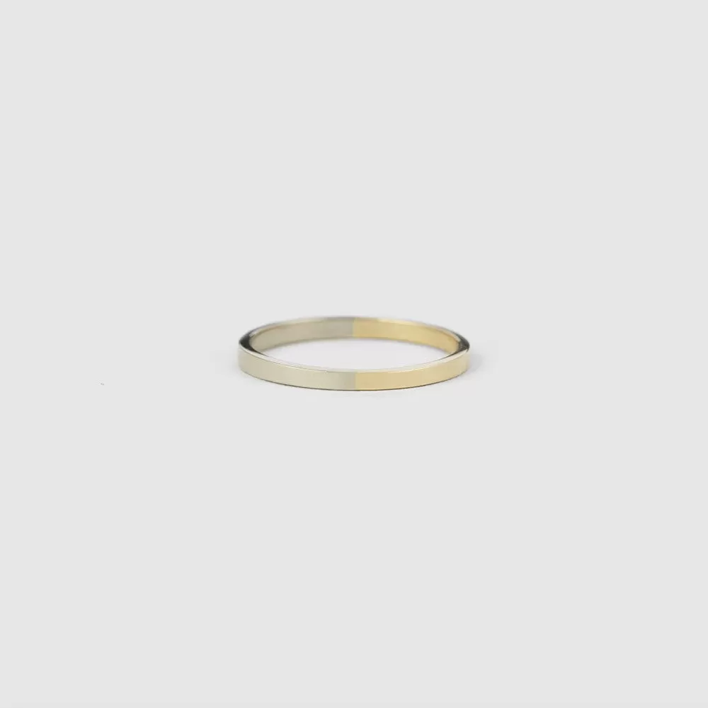 2mm Yellow and White Gold Band