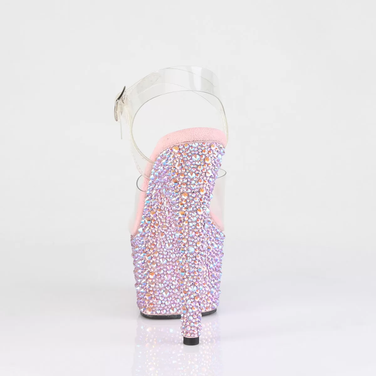 7 Inch Heel BEJEWELED-708MS Clear Baby Pink Rhinestone