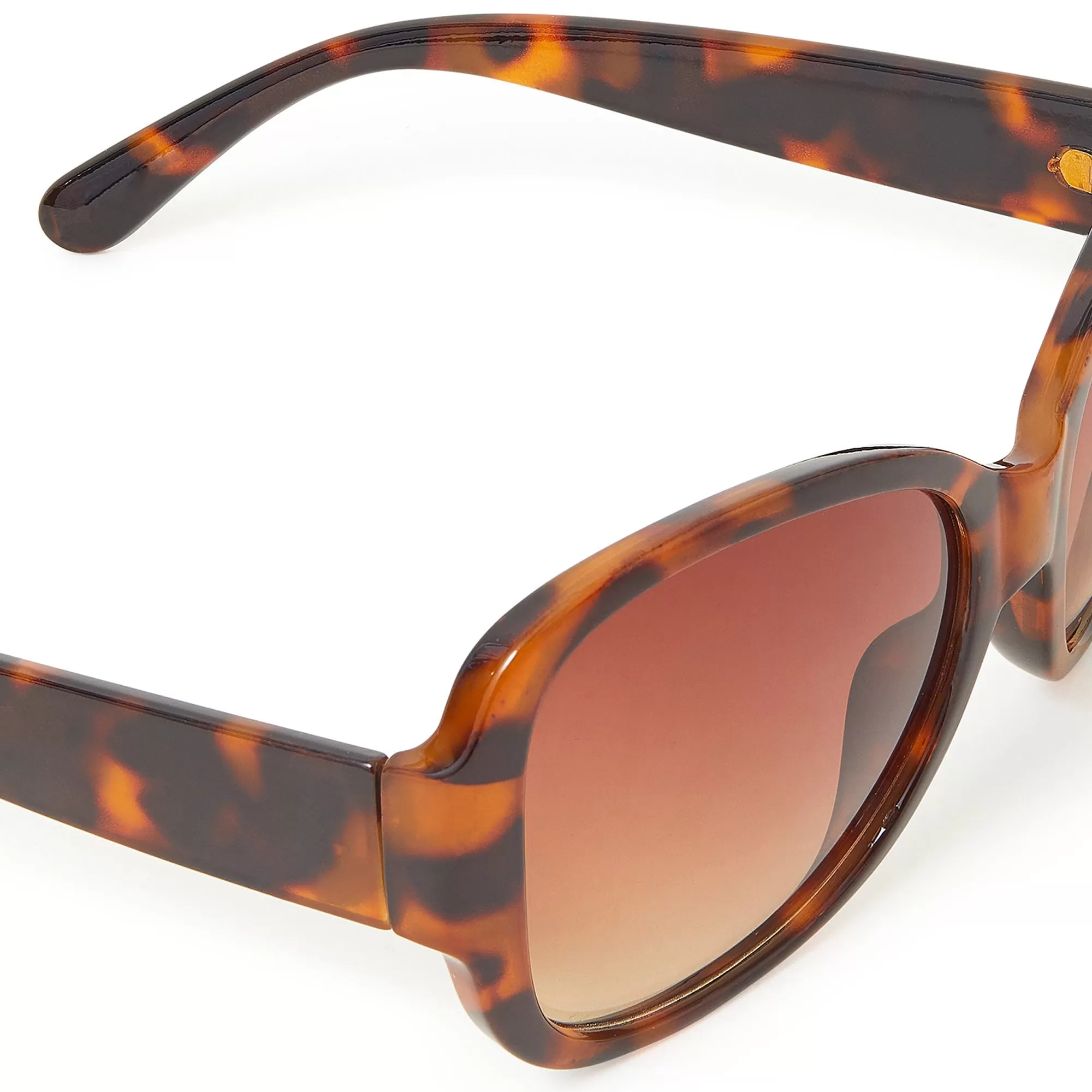 Accessorize London Women's Wide Arm Tortoiseshell Square Sunglasses