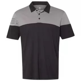 adidas Golf Men's Black/Vista Grey Heather 3-Stripe Block Sport Shirt