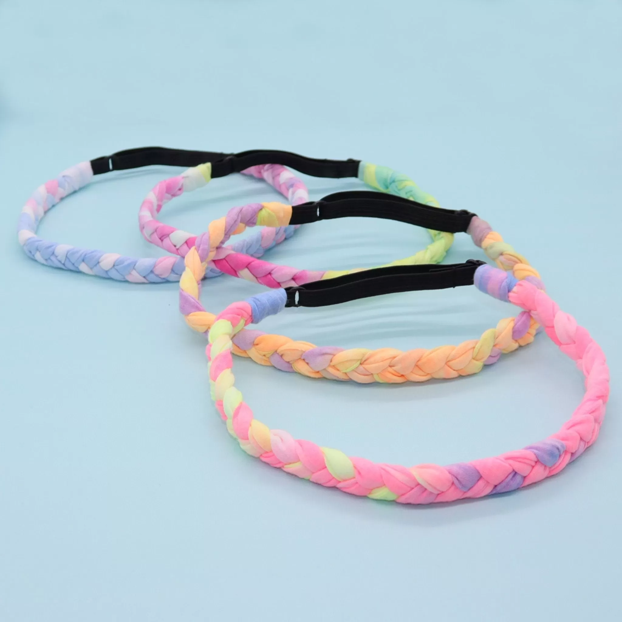 Adjustable Tie Dye Braided Headbands - 4 Pack