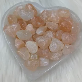 Adorable Mini Orange Selenite Heart Carvings ~ Set of 4