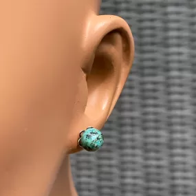 African Turquoise gemstone 8 mm Stud Earrings