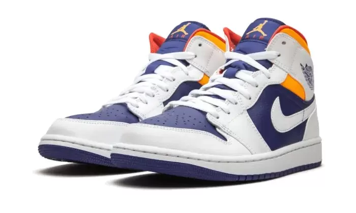 Air Jordan 1 Mid White Laser Orange Deep Royal Blue