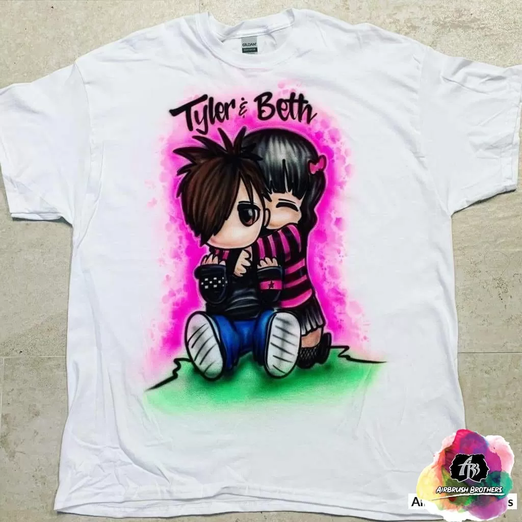 Airbrush Anime Couple Shirt Design