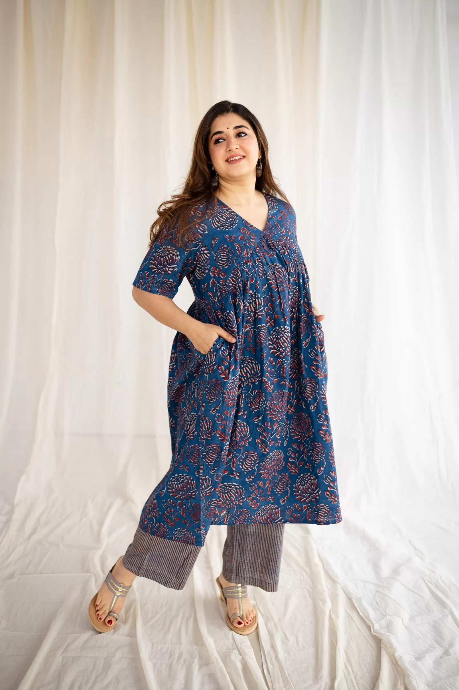 Ajrakh Checked Indigo Cotton Palazzo