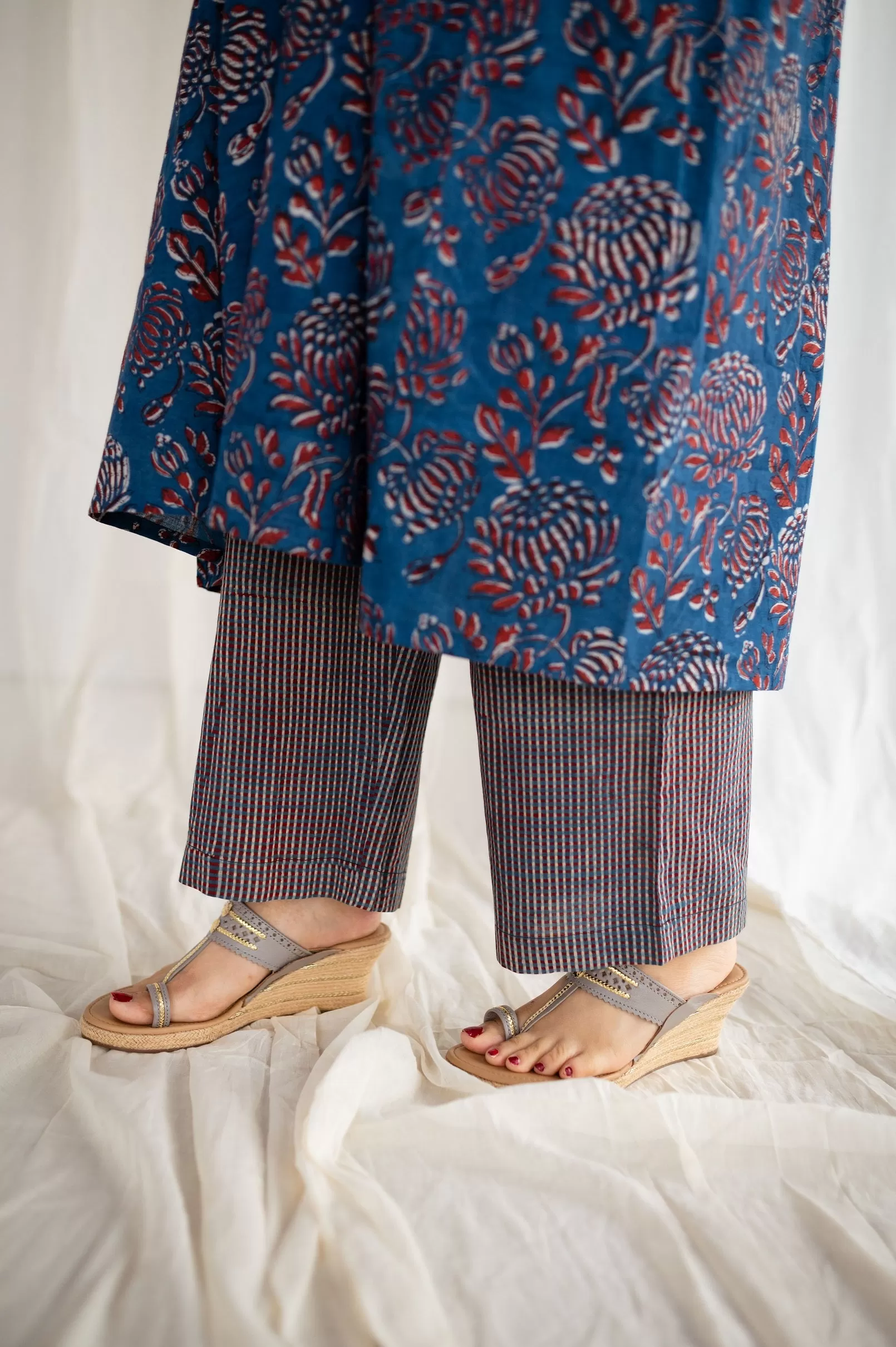 Ajrakh Checked Indigo Cotton Palazzo