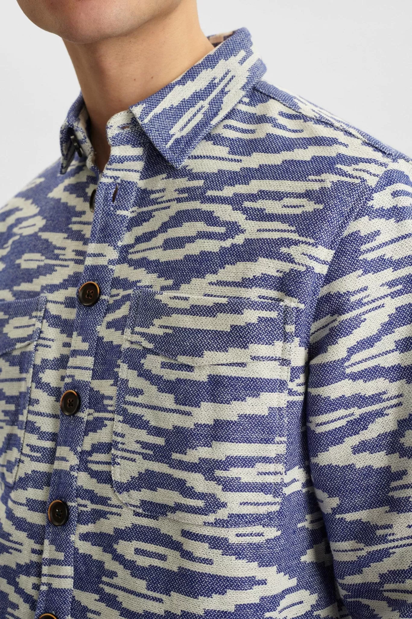 AKHANKY JACQUARD OVERSHIRT - Cornet Blue