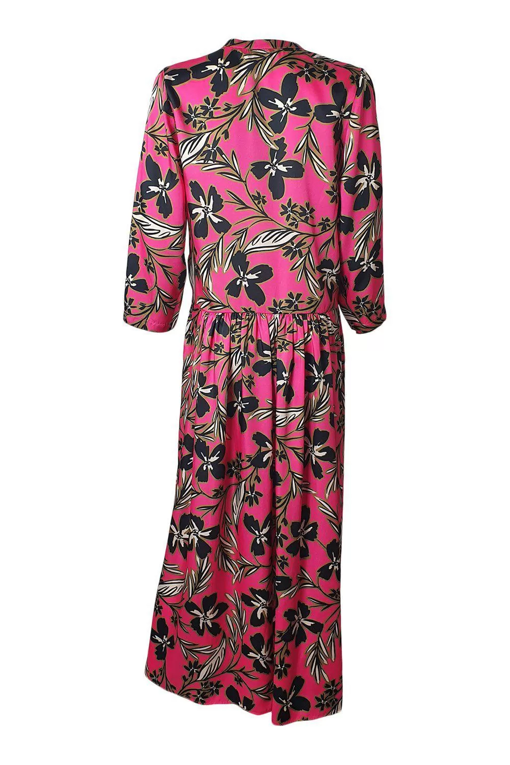 ALYSI CHOCOLAT Fuchsia Pink 3/4 Sleeve Floral Print Midi Dress (IT 42)