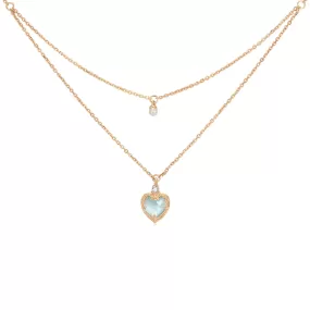 Aquamarine & Pearl Gold Layered Necklace - Miracle