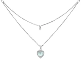 Aquamarine & Pearl Silver Layered Necklace - Miracle