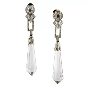 Art Deco Crystal & Diamond Drop Earrings