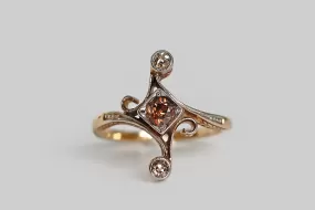 Art Nouveau OMC Cognac Diamond Ring