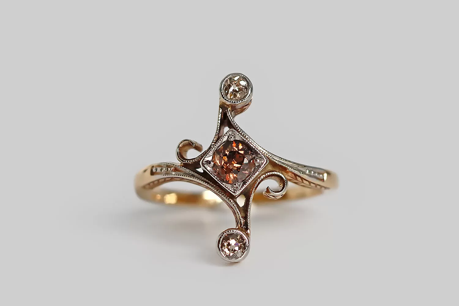 Art Nouveau OMC Cognac Diamond Ring