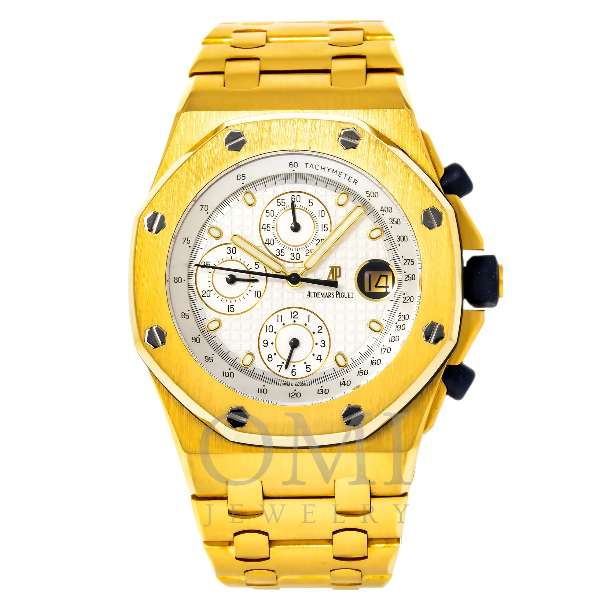 Audemars Piguet Royal Oak Offshore Chronograph Yellow Gold White Dial 25721BA.OO.1000BA.03