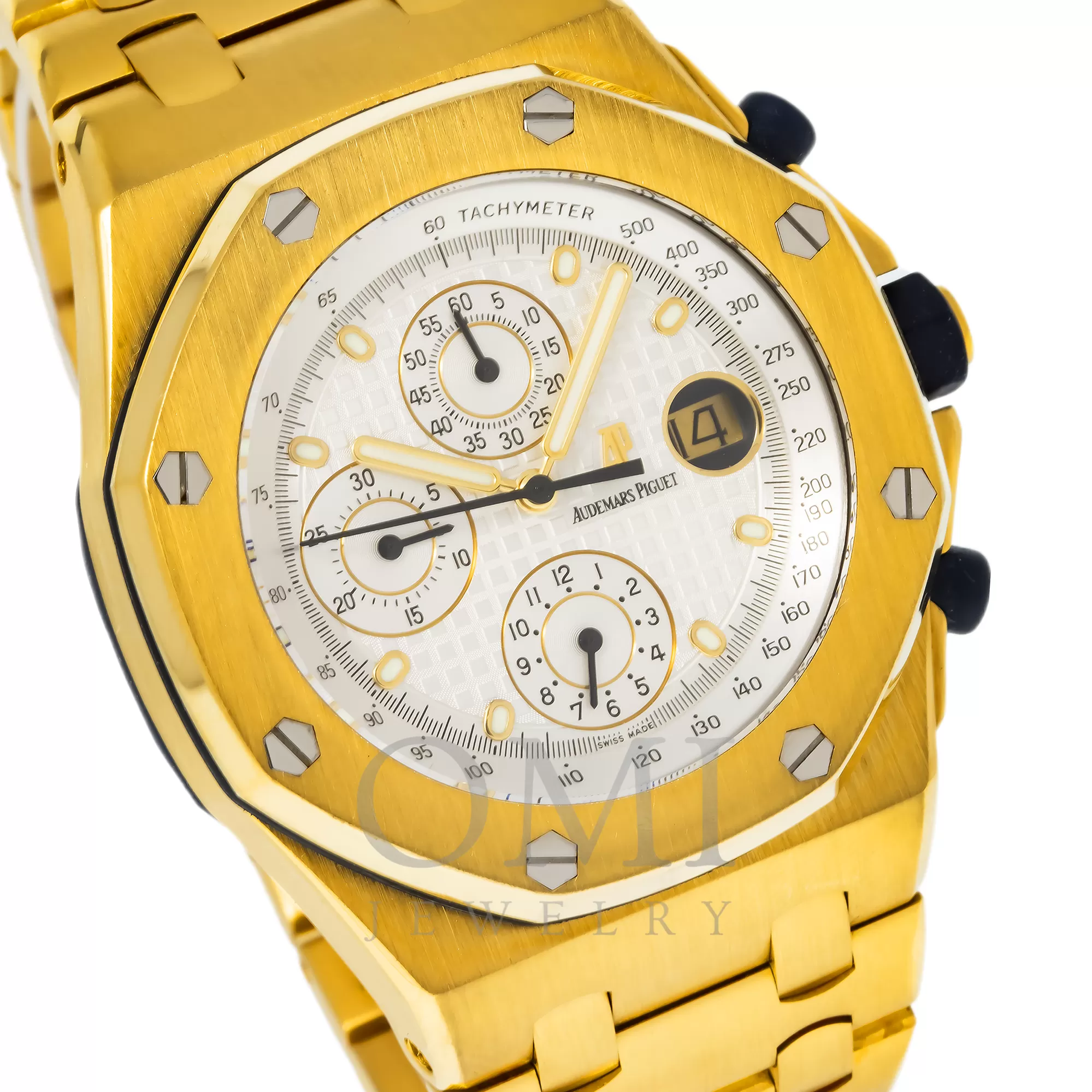 Audemars Piguet Royal Oak Offshore Chronograph Yellow Gold White Dial 25721BA.OO.1000BA.03