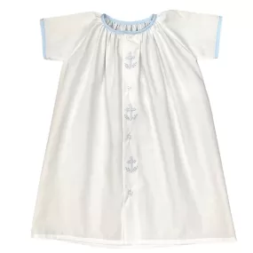 Auraluz Daygown with Blue Trim & Cross Embroidery