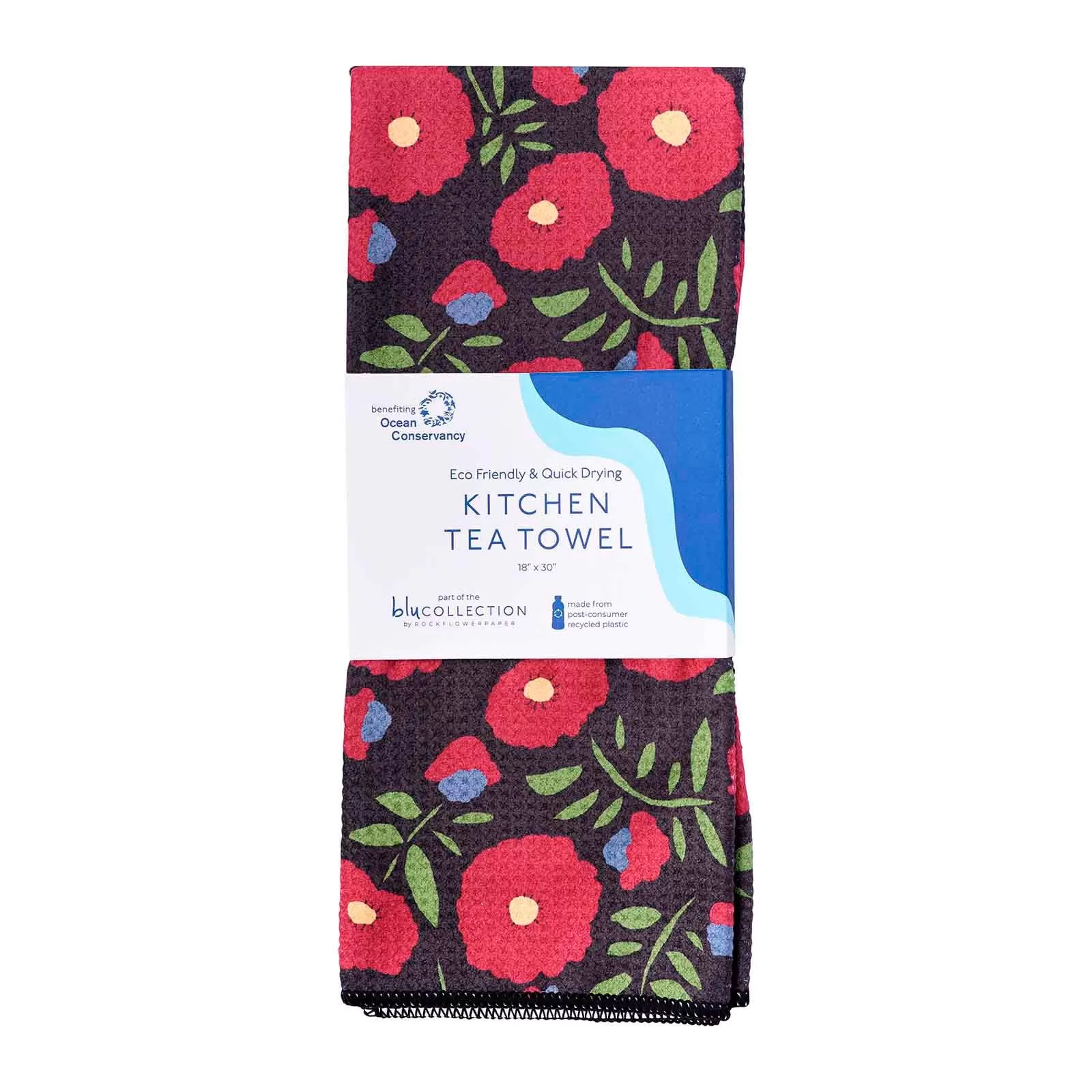 Autumnal Roses blu Kitchen Tea Towel