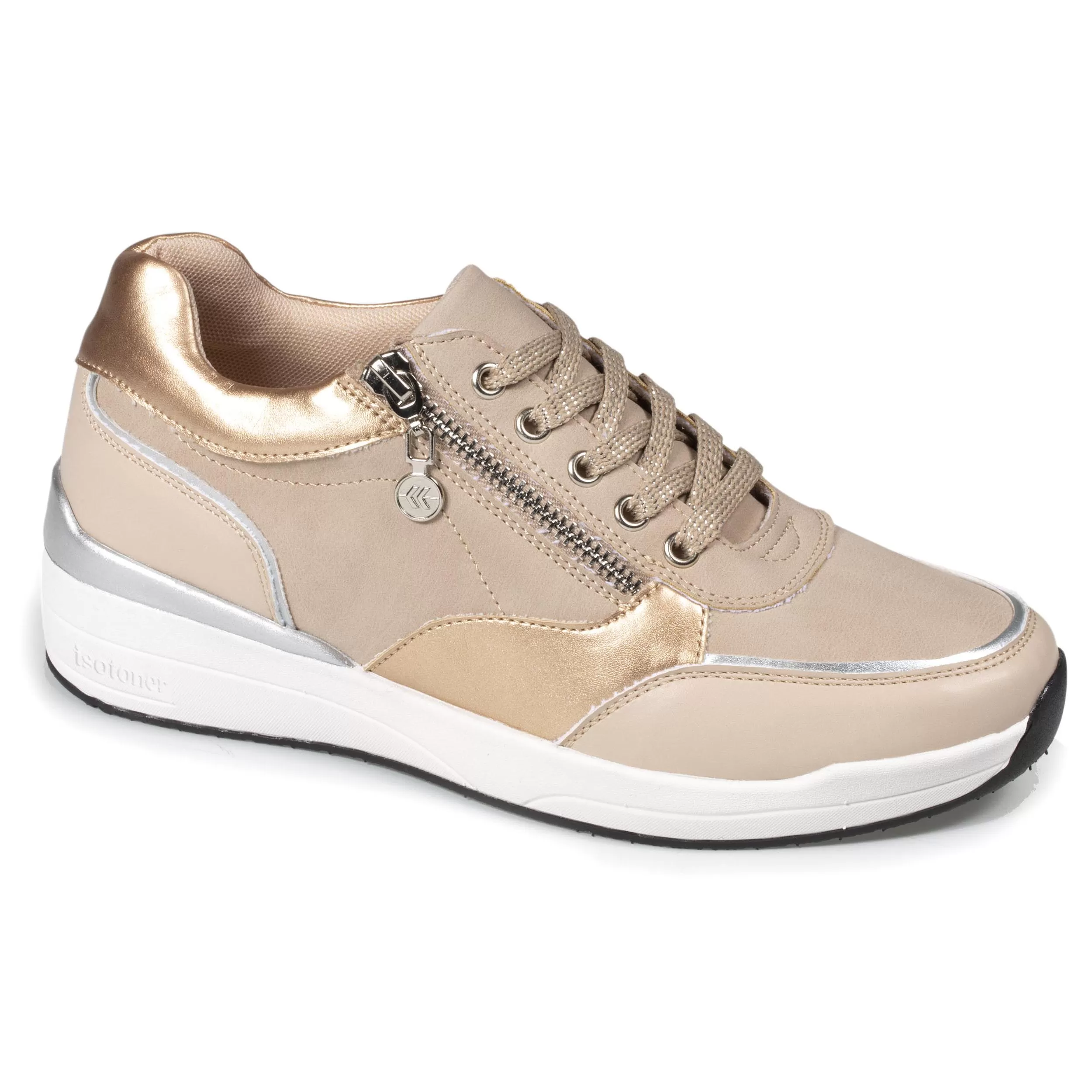 Baskets Femme CONFORT PLUS talon zippées Beige