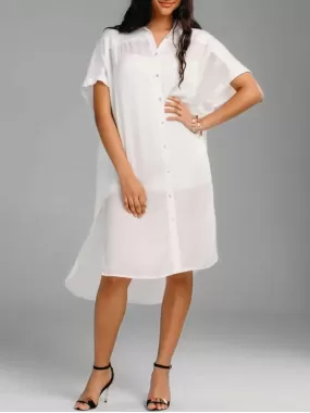 Beautiful Oversized High Low Slit Shirt Dress