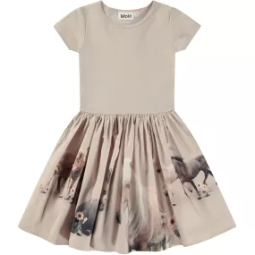 Beige Cotton Pony Print Dress