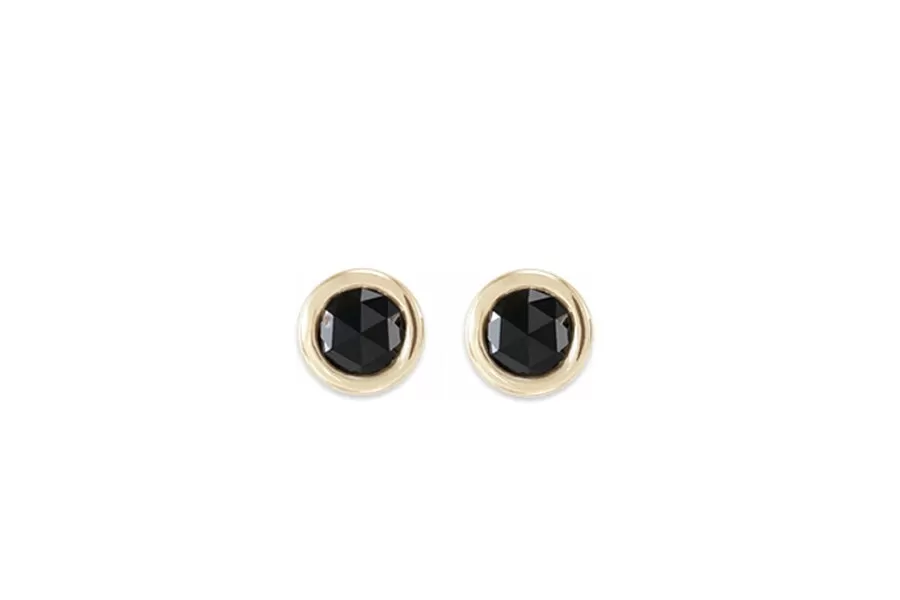 Bezel Black Rose Cut Diamond Studs