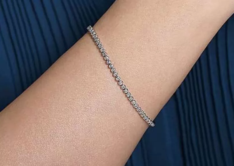 Bezel Diamond Tennis Bracelet in 14K White Gold