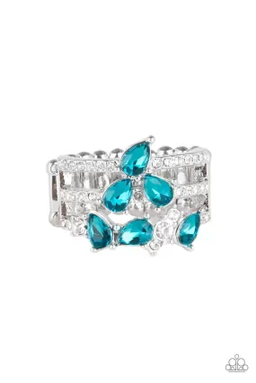 Blink Back TIERS Blue Rhinestone Ring - Paparazzi Accessories