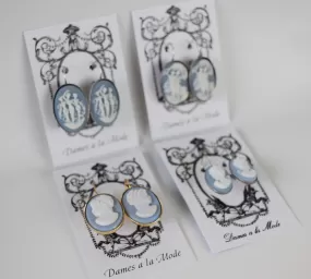 Blue and White Cameo Earrings