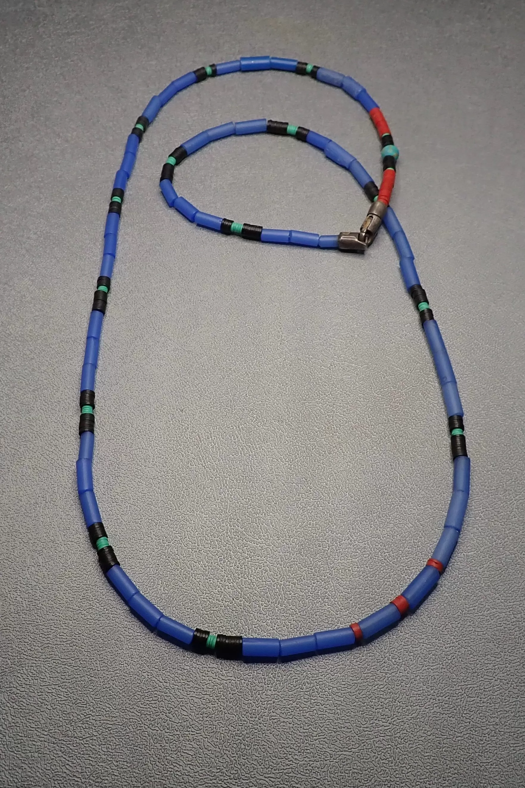 BLUE CERAMIC NECKLACE - one made