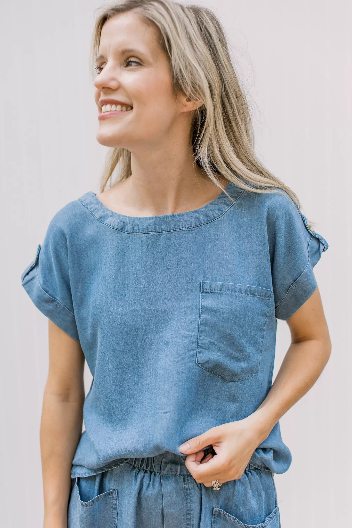 Blue Chambray Short Set