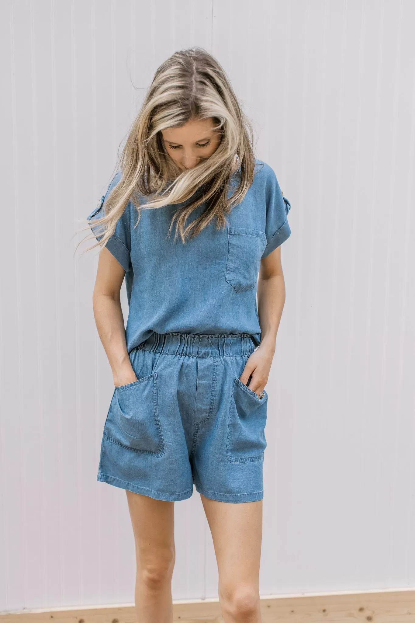 Blue Chambray Short Set