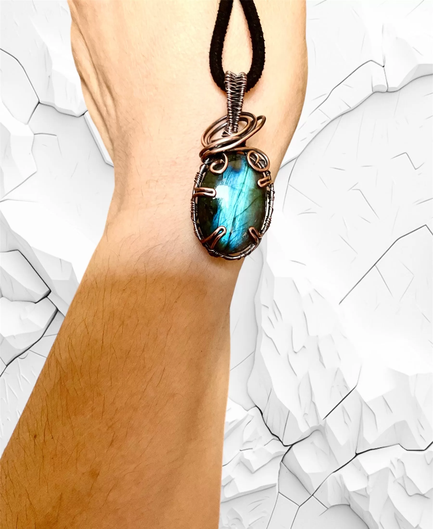 Blue Labradorite Wire Wrapped Pendant