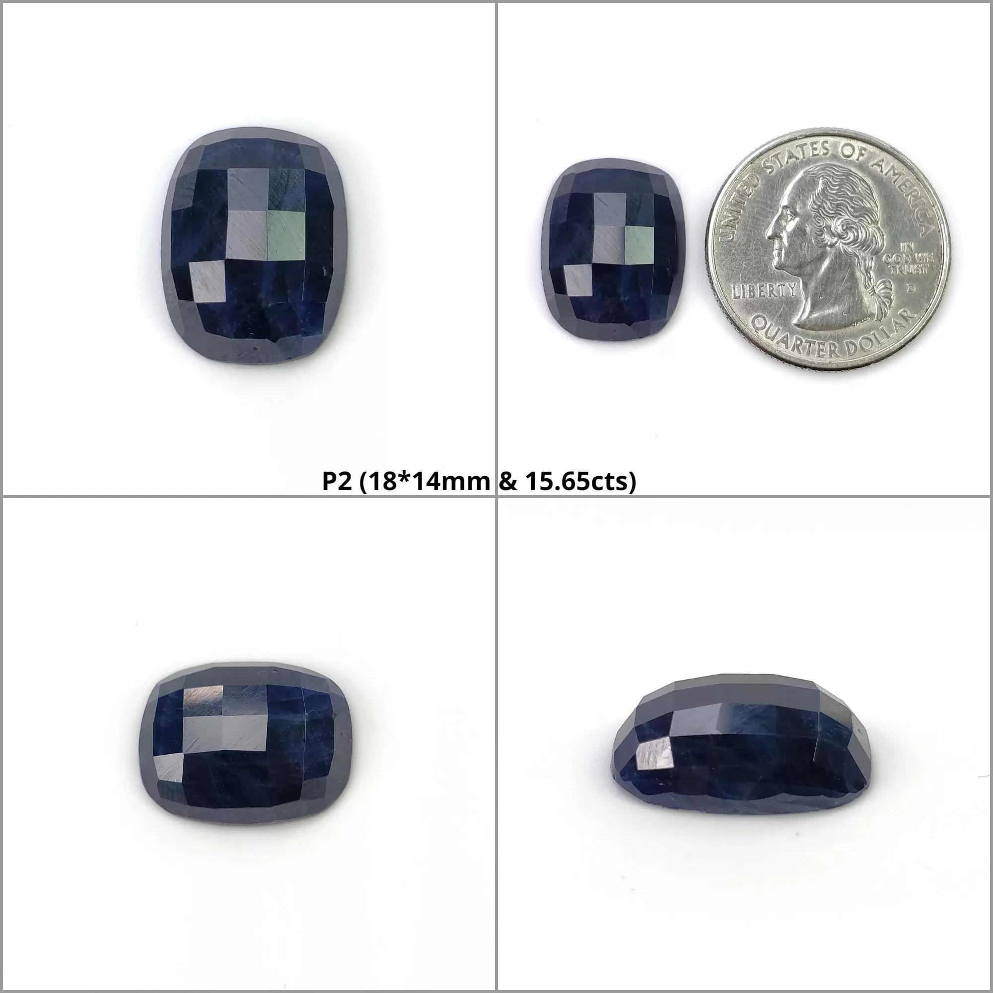 BLUE SAPPHIRE Gemstone Checker Cut : Natural Untreated Unheated Sapphire Square Cushion Shape