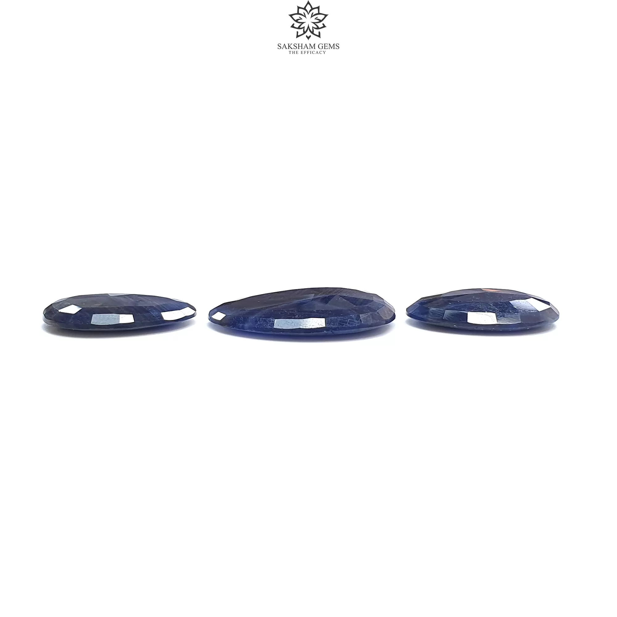 BLUE SAPPHIRE Gemstone Normal Cut : 69.20cts Natural Untreated Unheated Sapphire Egg Shape 23.5*17.5mm - 29.5*22.5mm 3pcs Set