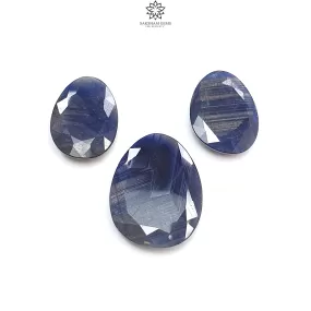 BLUE SAPPHIRE Gemstone Normal Cut : 69.20cts Natural Untreated Unheated Sapphire Egg Shape 23.5*17.5mm - 29.5*22.5mm 3pcs Set