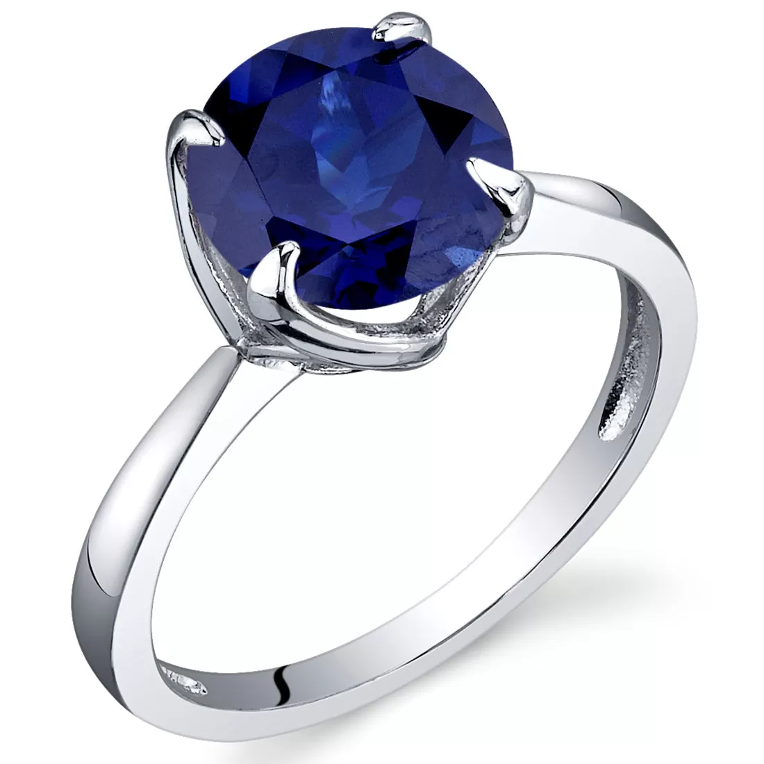 Blue Sapphire Ring Sterling Silver Round Cut 2.75 Carats Size 6