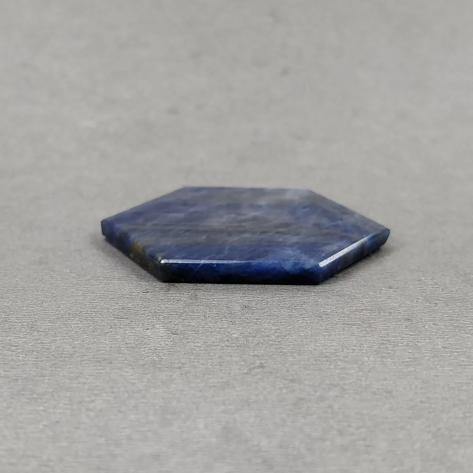 Blue Sheen SAPPHIRE Gemstone Flat Slice : 74.75cts Natural Untreated Sapphire Hexagon Shape Both Side Plain 43*37mm