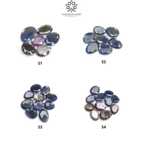 Blue Silver Chocolate Sheen Sapphire Gemstone Normal Cut : Natural Untreated Unheated Golden Brown Sapphire Egg Shape Set